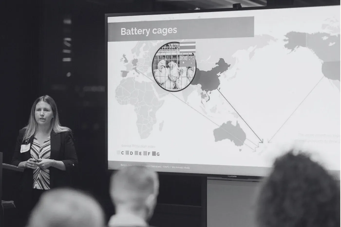 Mandy Carter of Animal Policy International at the Effektiv Spenden Demo Day 2024 in Berlin