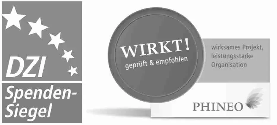 Image of the DZI donation seal and the Phineo Wirkt seal. 