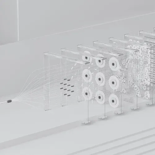 Abstrakte 3D-Illustration eines neuronalen Netzwerks