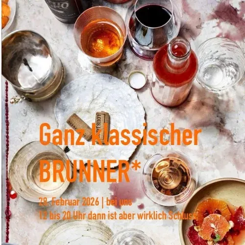 Einladungsgrafik „Ganz klassischer BRUNNER“ am 28. Februar 2026