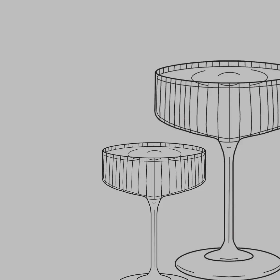 Zeichnung von zwei Champagnerschalen