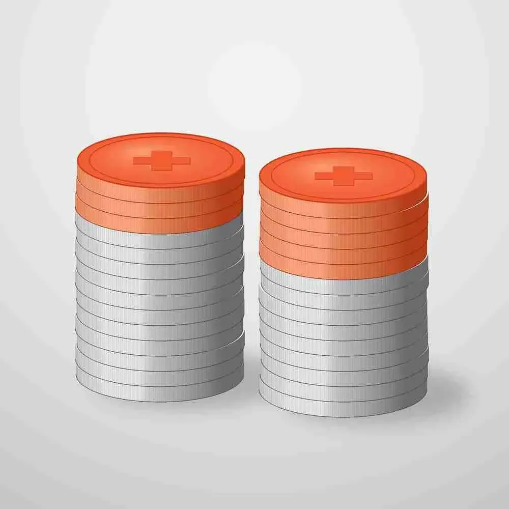 Two stacks of coins